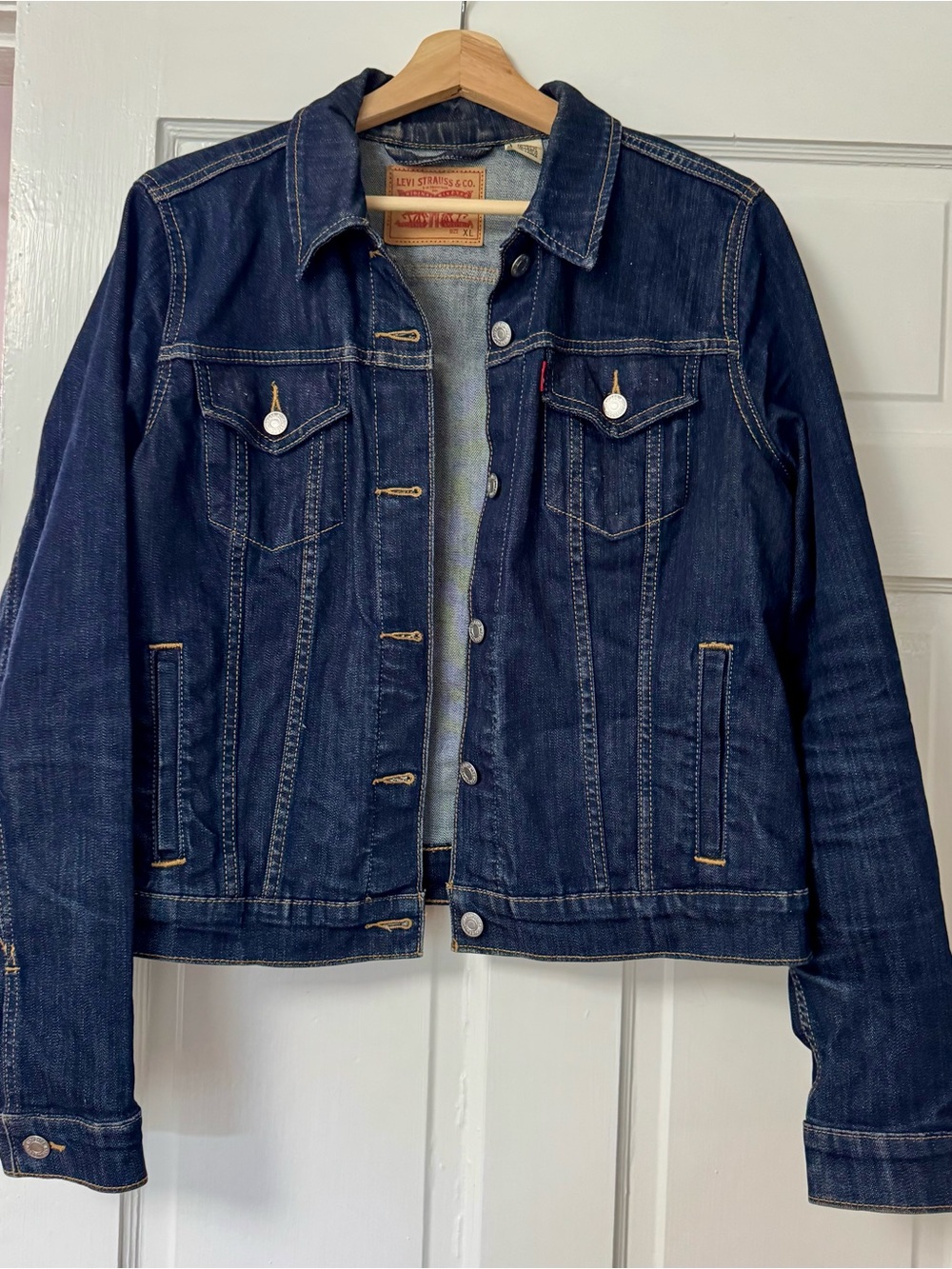 Levi Strauss Signature Dark Wash Denim Jacket Women’s XL - Picture 2 of 8